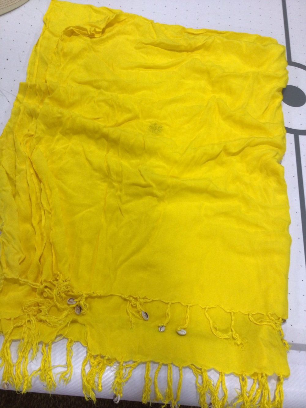 Yellow Women's Swim Sarong with Shell Fringe